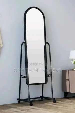 Full Length Dressing Mirror with Wheels and Shoe Rack