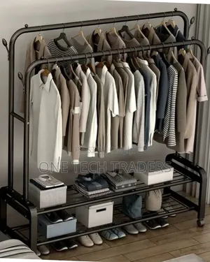 Heavy Duty Double Rail Clothes Rack with Wheels