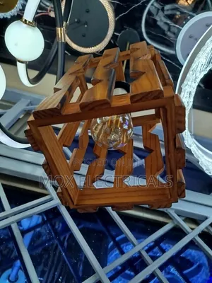 Rustic Geometric Wooden Cage Pendant Light