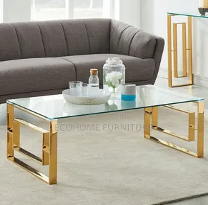 Coffee Table - Glass Top and Golden Frame
