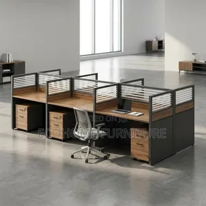 Office Desk - 6 Way Workstation with Mobile Pedestals