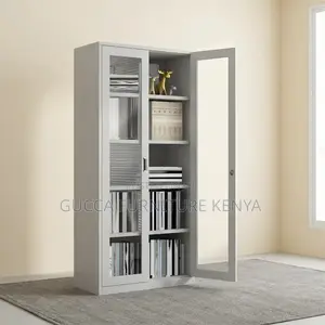 Full Glass Metallic Storage Cabinet