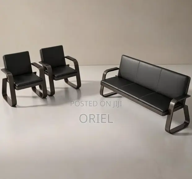 5-Seater Leather Office Guest Waiting Sofa - 1