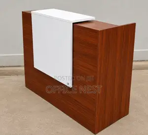 Modern Reception Desk - White and Walnut Wood