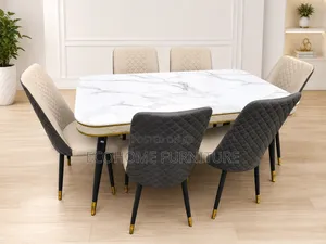 Meza ya Kula ya Marble yenye Viti 6