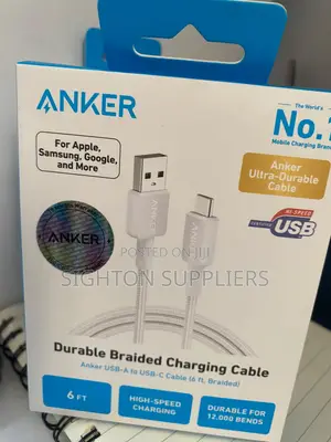 Kebo ya Anker 322 USB-A kwenda USB-C (Futi 6, Imesokotwa)