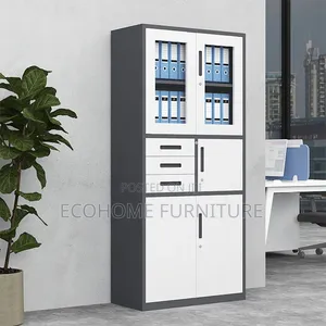 Modern Office Storage Cabinet with Drawers and Shelving