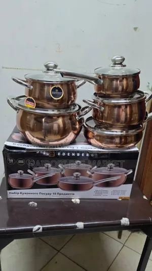 Seti ya Vyombo vya Kupikia 10pcs Dhahabu Edenberg EB-2423 Chuma cha pua