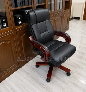 Kiti cha Ofisi cha Ngozi cha Executive chenye Viti vya Mbao