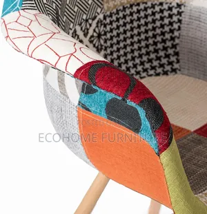 Kiti cha Kisasa cha Kula cha Patchwork chenye Miguu ya Mbao