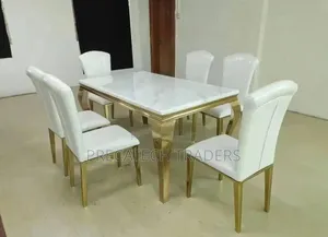 Seti ya Kula ya Kifahari ya Marble Nyeupe - Viti 6