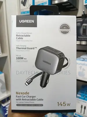 Chaja ya Gari ya Ugreen 145W Inayojifunga na Milango 4 ya USB
