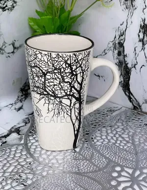 6-Piece Ceramic Coffee Mugs with Tree Design