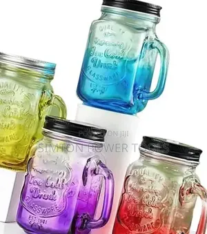 Vintage-Style Glass Mason Jar Mugs with Handles and Straws