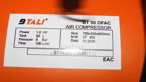Btali 50L Ultra-Quiet Oil-Free Air Compressor ya Gereji
