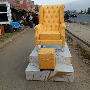 Pedicure Seat, Pouf, and Laminated Marble Podium