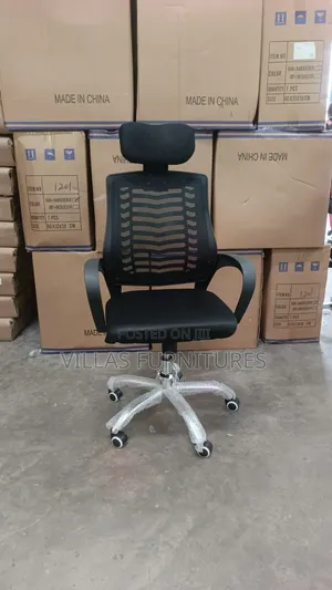 Black Mesh Ergonomic Office Chair with Headrest and Chrome Base