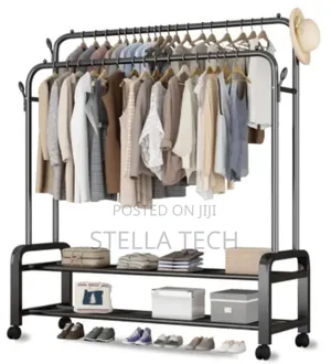 Double Pole Multipurpose Cloth Organizer Rack
