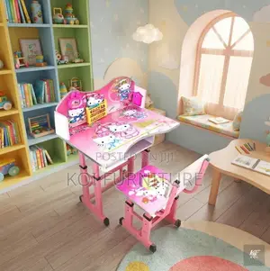 Pink Adjustable Kids Study Table and Chair