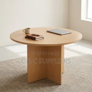 Round Custom Brown Conference Table