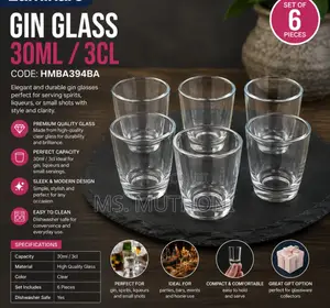 Seti ya Vioo vya Gin 6pc 30ml (Tot Glass)