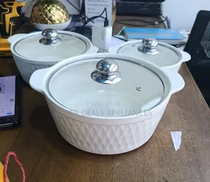 3-Piece Ceramic Serving Dishes with Glass Covers