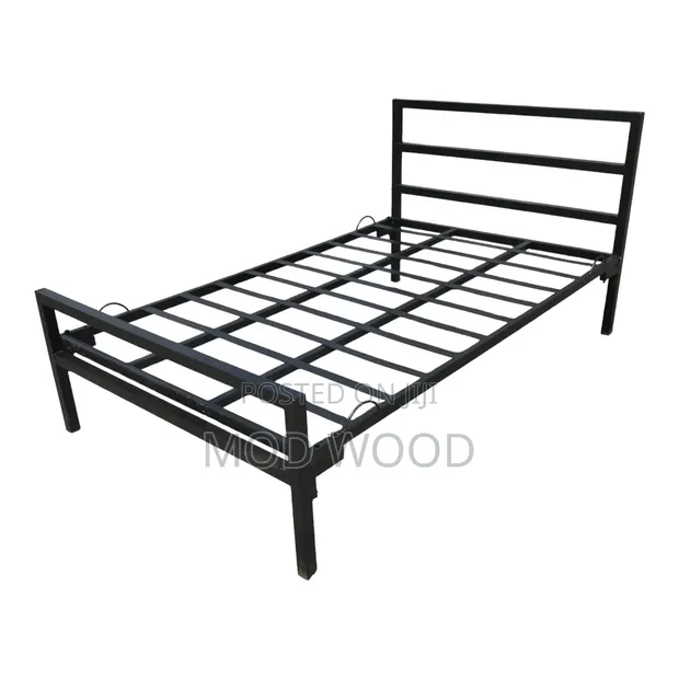 Modern Minimalist Black Metal Bed Frame - 1