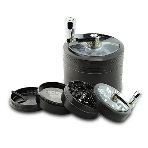 Hand Crank Herb Grinder - 4-Piece Zinc Alloy - 1
