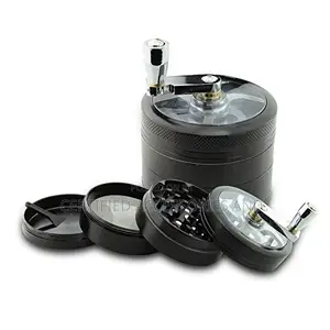 Hand Crank Herb Grinder - 4-Piece Zinc Alloy