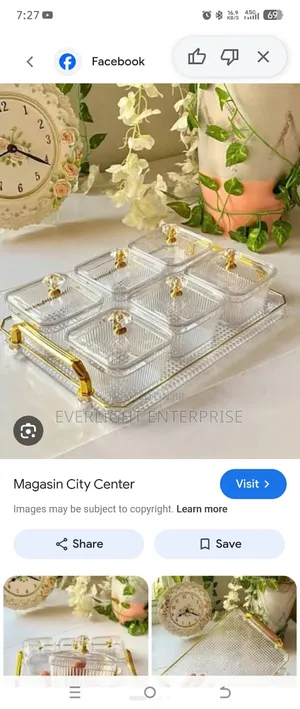 Tray ya Acrylic 40x25cm na Vikopo 6 vya Pipi 420ml