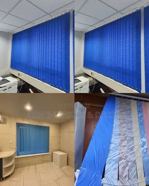 Dark Blue Office Blinds - Vertical Installation