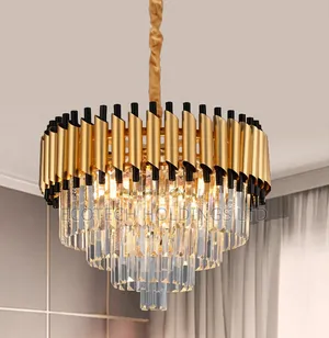 Modern Black and Gold Crystal Chandelier