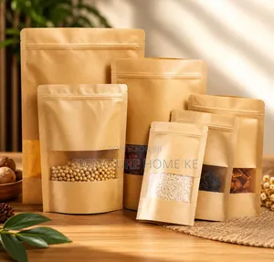 Brown Kraft Ziplock Bags Pouches (10 Pieces)