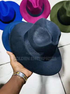 Black Unisex Wide-Brim Fedora Hat