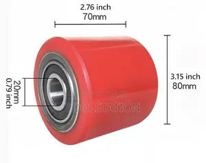 Pallet Wheel PU Red 80x70 600kg Load