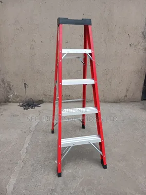 Ngazi ya Hatua 5 Nyekundu ya Fiberglass A-Frame