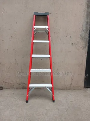 Ngazi ya Hatua 6 ya Fiberglass Nyekundu A-Frame