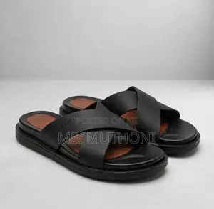 Clarks Men's Leather Cross-Strap Slide Sandals