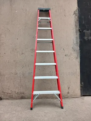 8-Step Red Fiberglass A-Frame Step Ladder