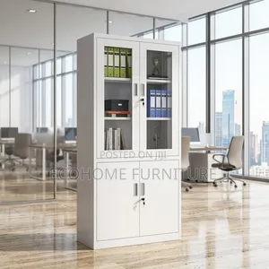 Modern Office Storage Cabinet with Glass Doors