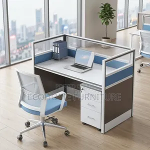 Office Workstation - 2-Person Privacy Desk with Pedestal