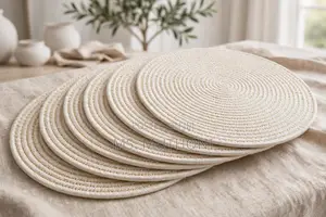 6-Piece 38cm Round Cotton Rope Table Mats