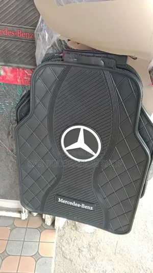 Mercedes Black Floor Mats with White Accent Logo
