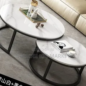 Modern Luxury 2-in-1 Pure Marble Nesting Tables