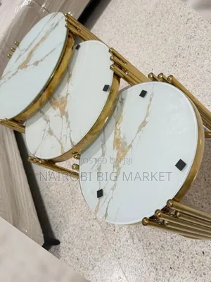 Meza ya Kifahari ya Marble Safi 3-in-1