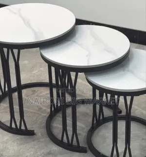 Meza ya Kahawa ya Kifahari ya Marble Safi 3-in-1