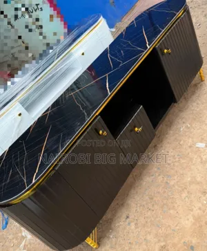 Meza ya TV ya Kifahari ya Futi 6 yenye Sehemu ya Juu ya Marumaru