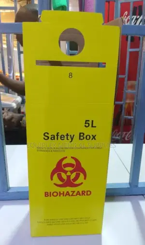 Chombo cha Lita 5 cha Kudhibiti Vifaa Hatari (Biohazard Sharps Container)