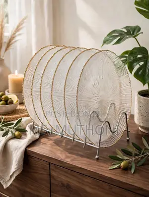 6 PCs High Quality Delicate Gold Rims Glass Dinner/ Charger Plate
