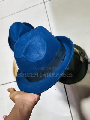Kofia ya Fedora Ndogo ya Navy Blue